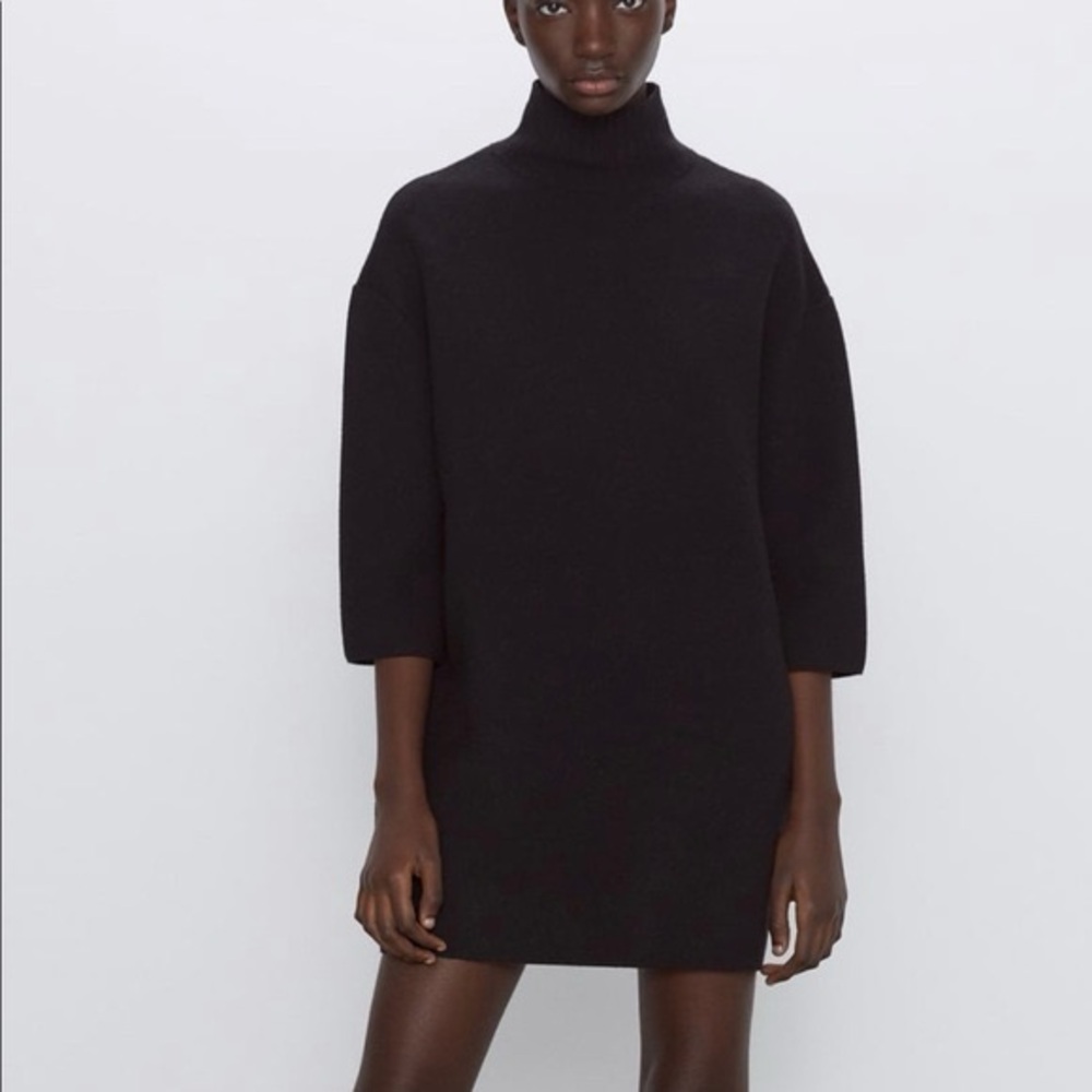 Pomander place Elegant Black Turtleneck Sweater Dress XS
